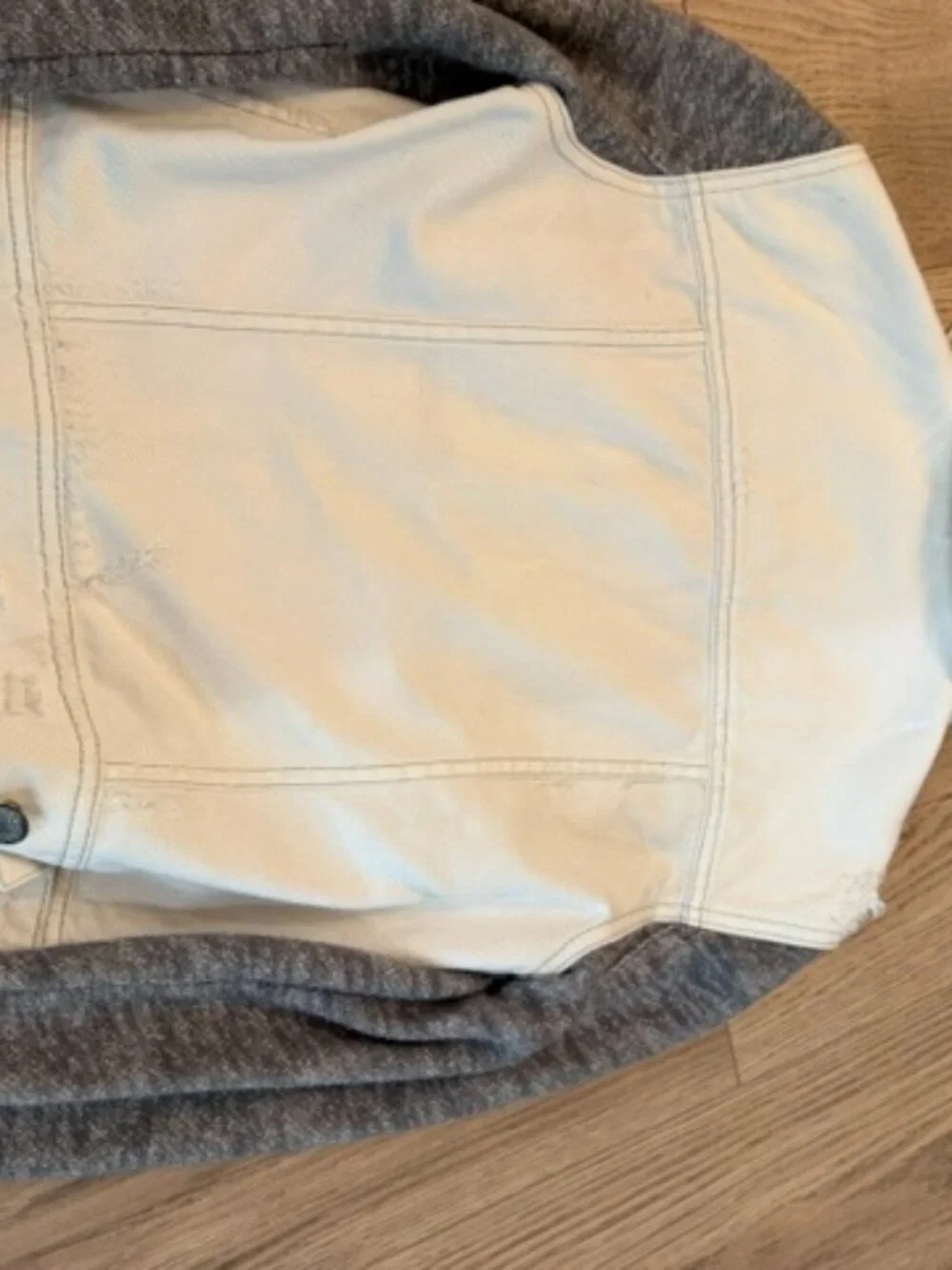 Free People White Jean Jacket with Heather Gray Sleeves - Picture 9 of 10